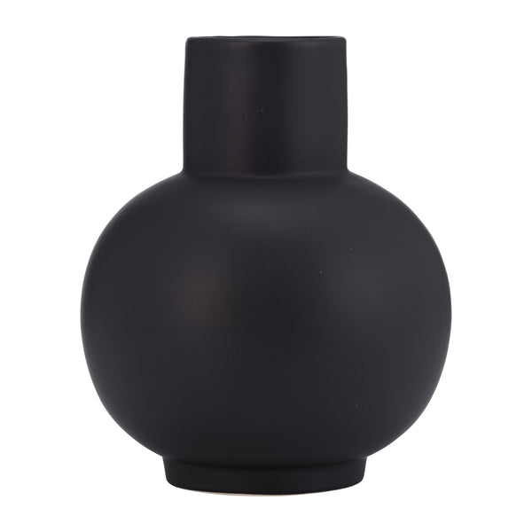 Cer, 8"h Bulbous Vase, Black