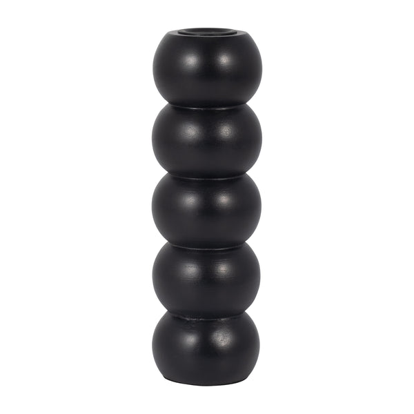 Wood, 8" Ribbed Votive Holder, Black