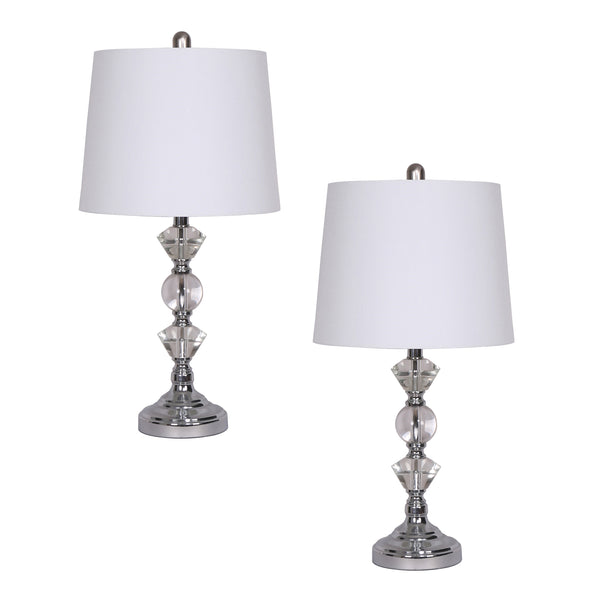 S/2, Crystal 26" Table Lamps, Silver