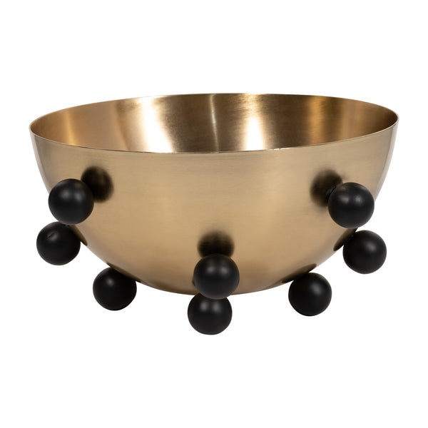 Metal, 13" Bubble Bowl, Gold/black