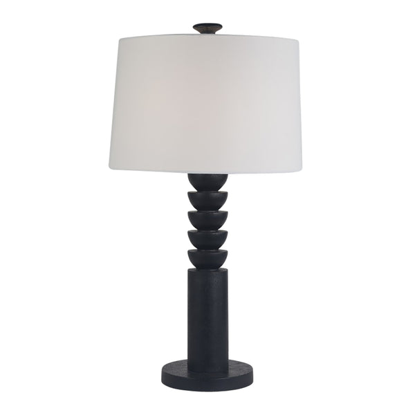 27" Carved Totem Table Lamp, Black