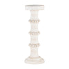 Wood, 14" Antique Style Candle Holder, White