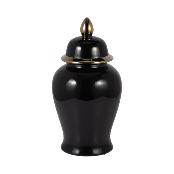 Cer, 18" Temple Jar, Black/gold