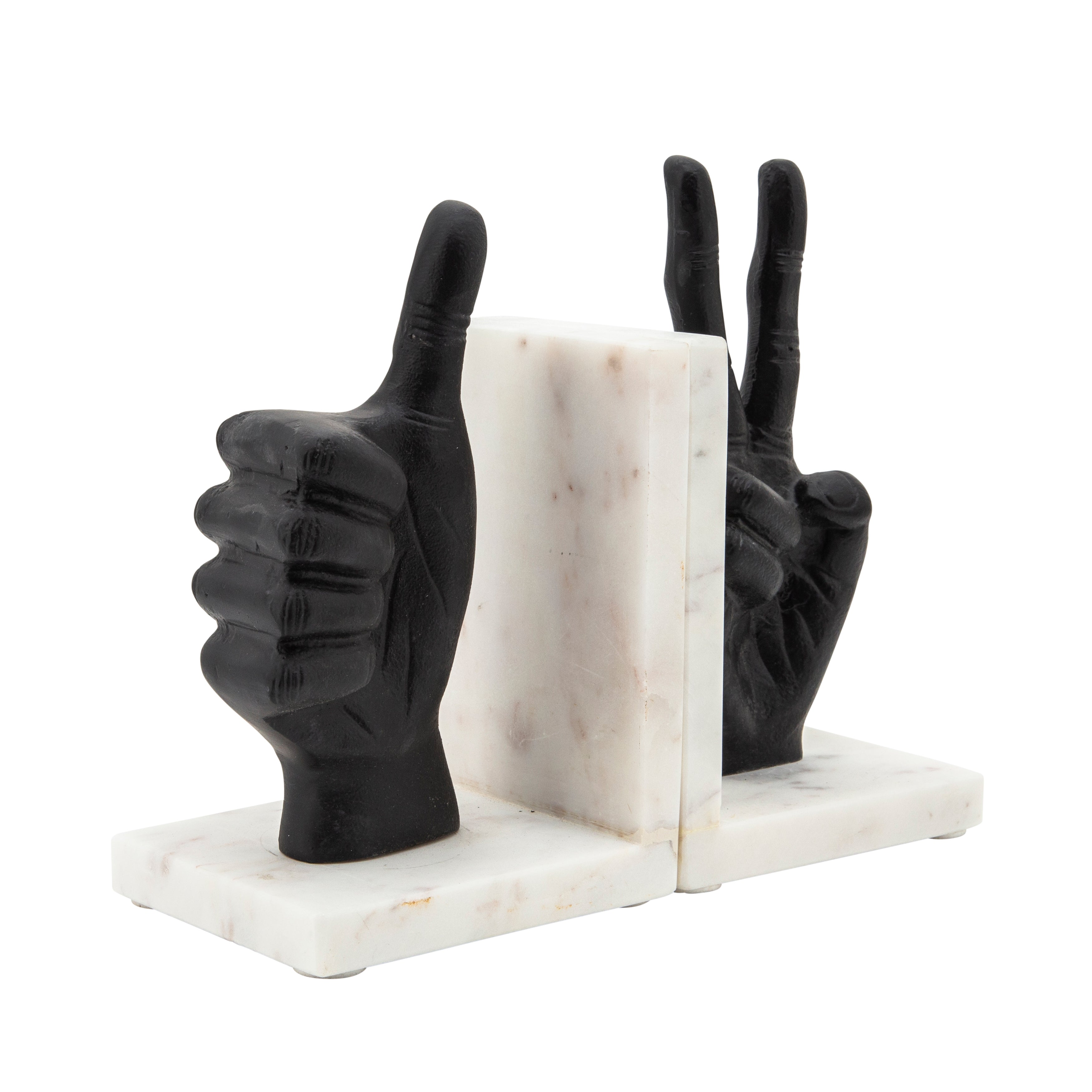 S/2 Hand Sign Bookends, Black