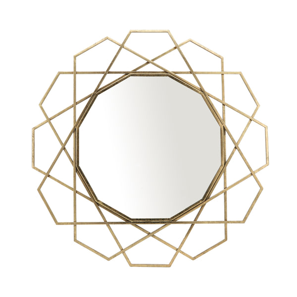 Metal 35" Geometric Mirror, Gold Wb