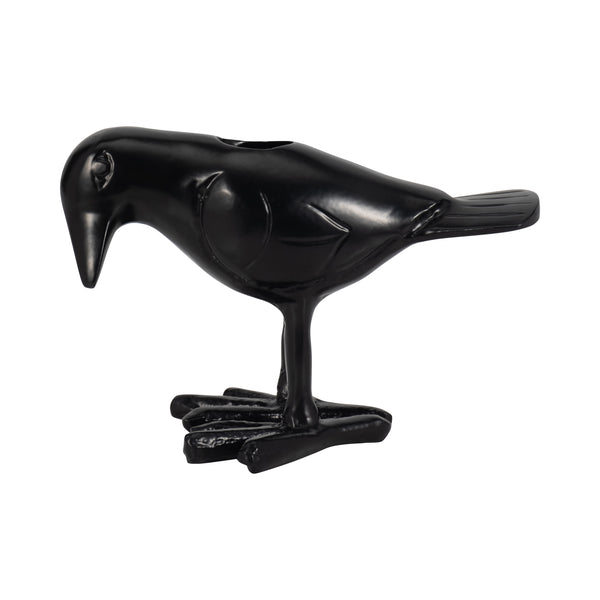 6" Crow Taper Candle Holder, Black