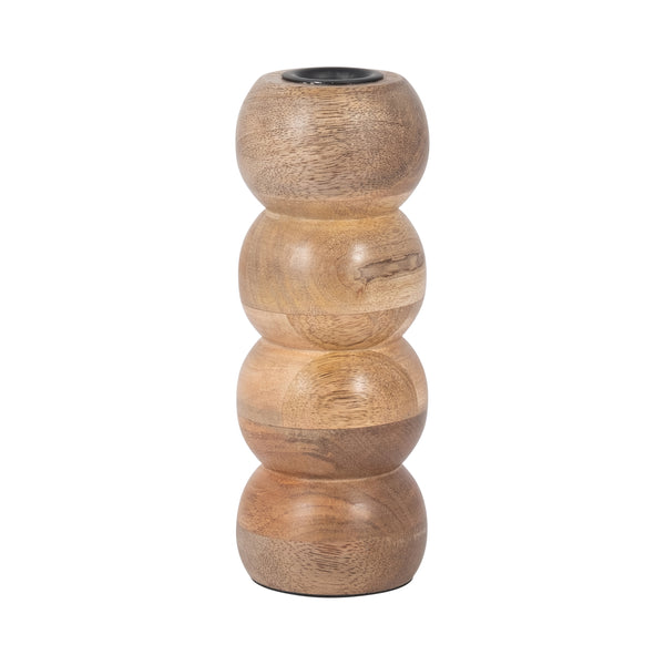 Wood, 7" Ribbed Votive Holder, Natural