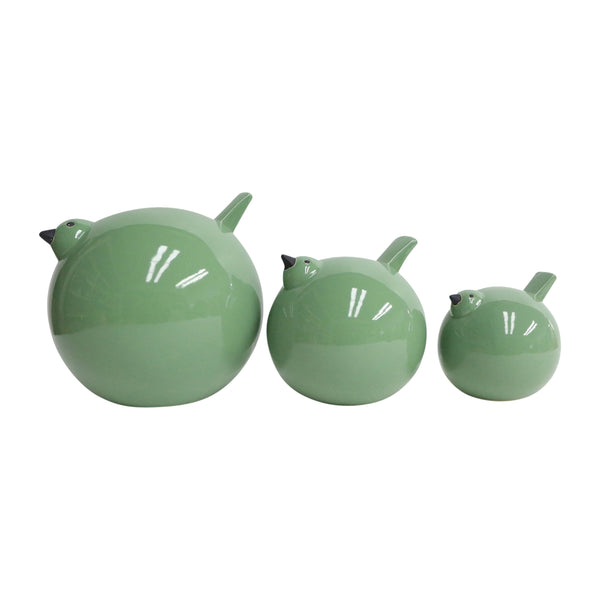 Cer, S/3 Birds 8", Drk Sage Green