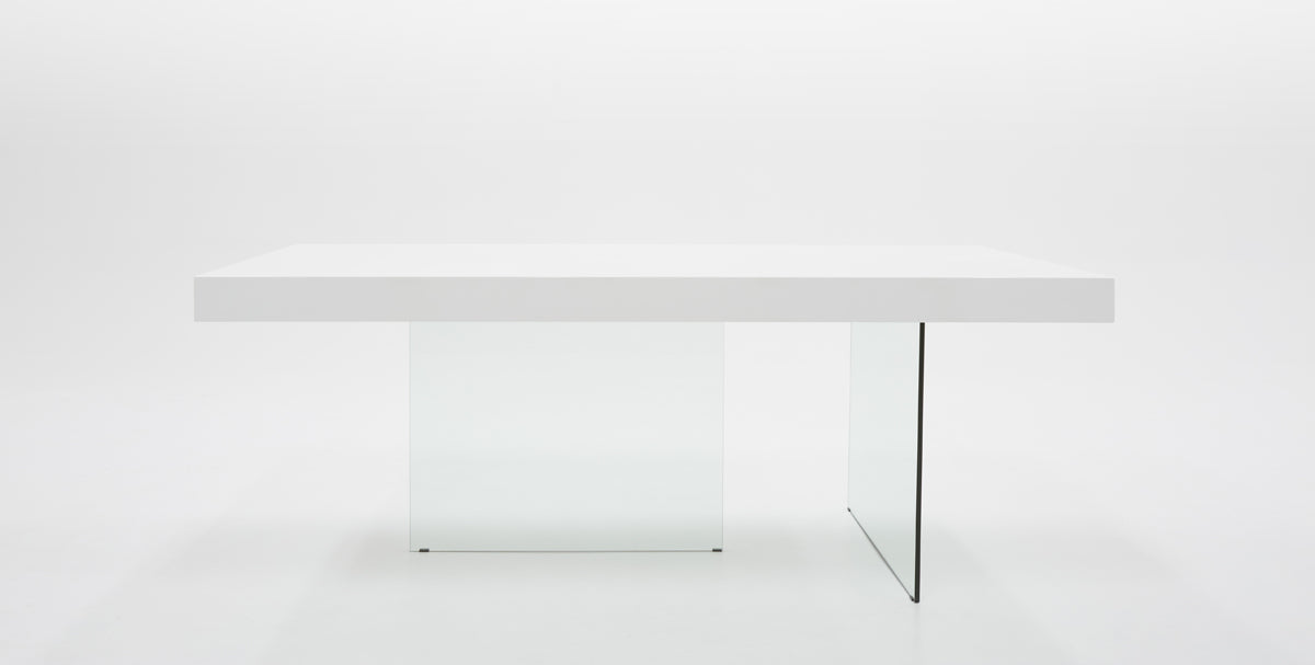 Modrest Encino Modern White & Glass Dining Table