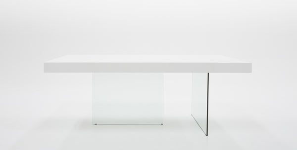 Modrest Encino Modern White & Glass Dining Table