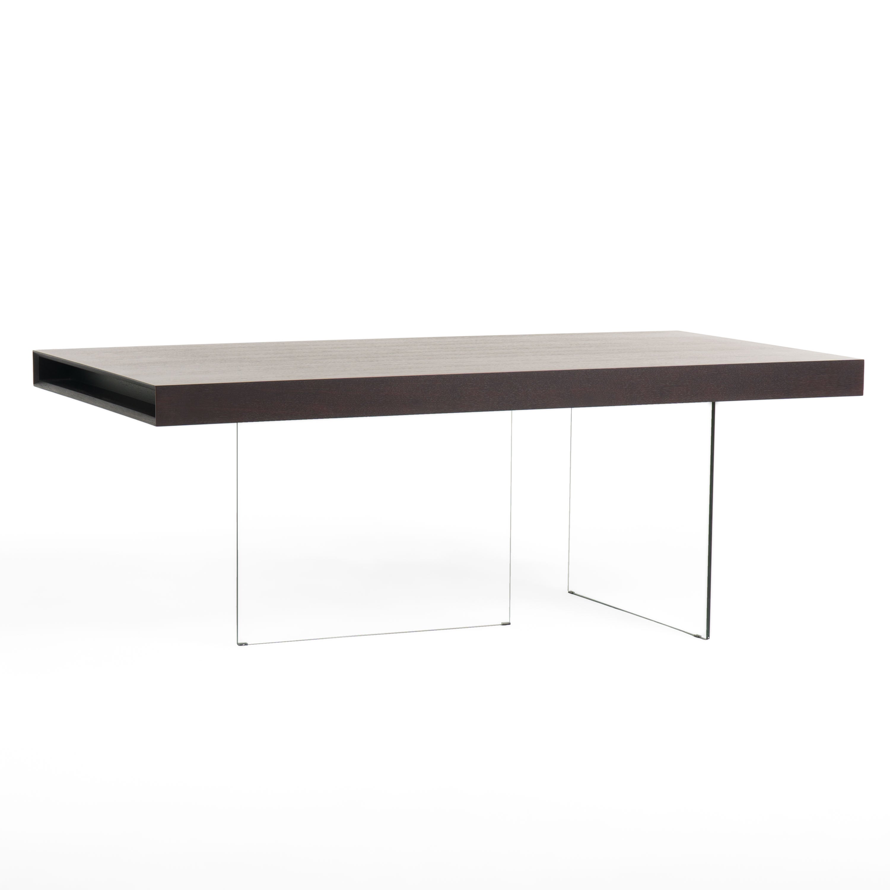 Modrest Encino - Modern Timber Chocolate & Glass Dining Table