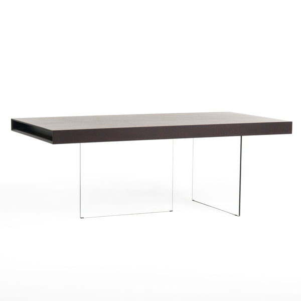 Modrest Encino - Modern Timber Chocolate & Glass Dining Table