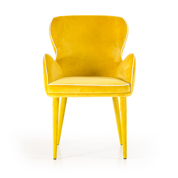 Modrest Tigard Mid-Century Yellow Fabric Dining Chair