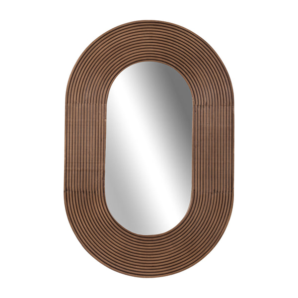 36" Ribbed Oval Mirror, Walnut