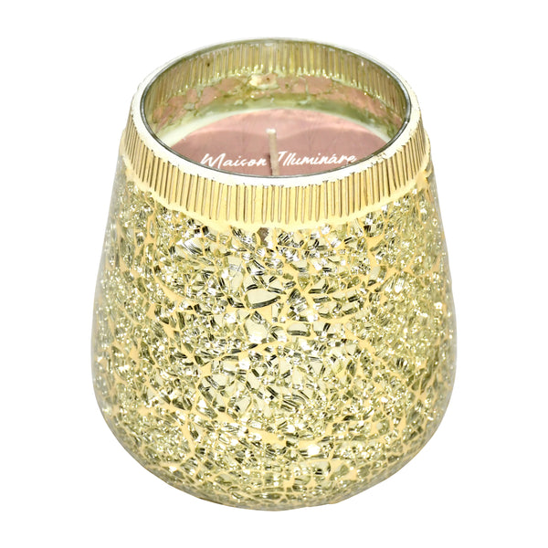 6" 18 Oz Spiced Pear Mosaic Candle, Champagne