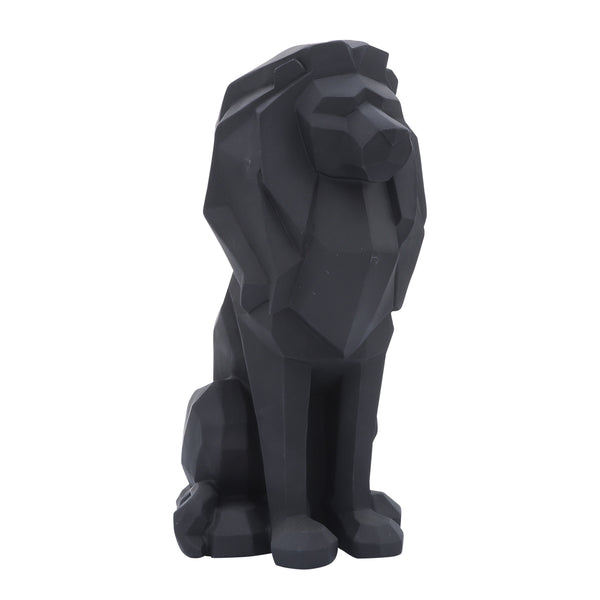 Resin 11"h Sitting Lion, Black