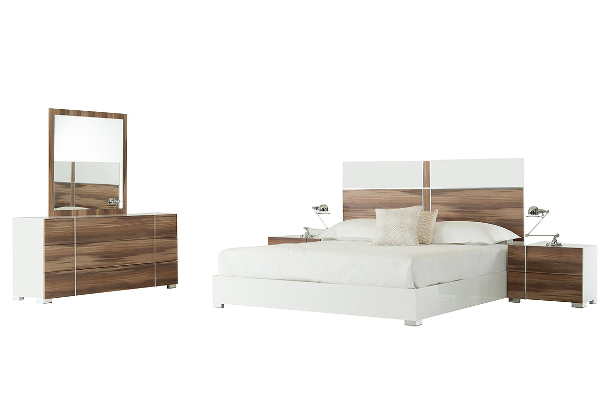 Nova Domus Giovanna Italian Mid-Century White & Cherry Bed