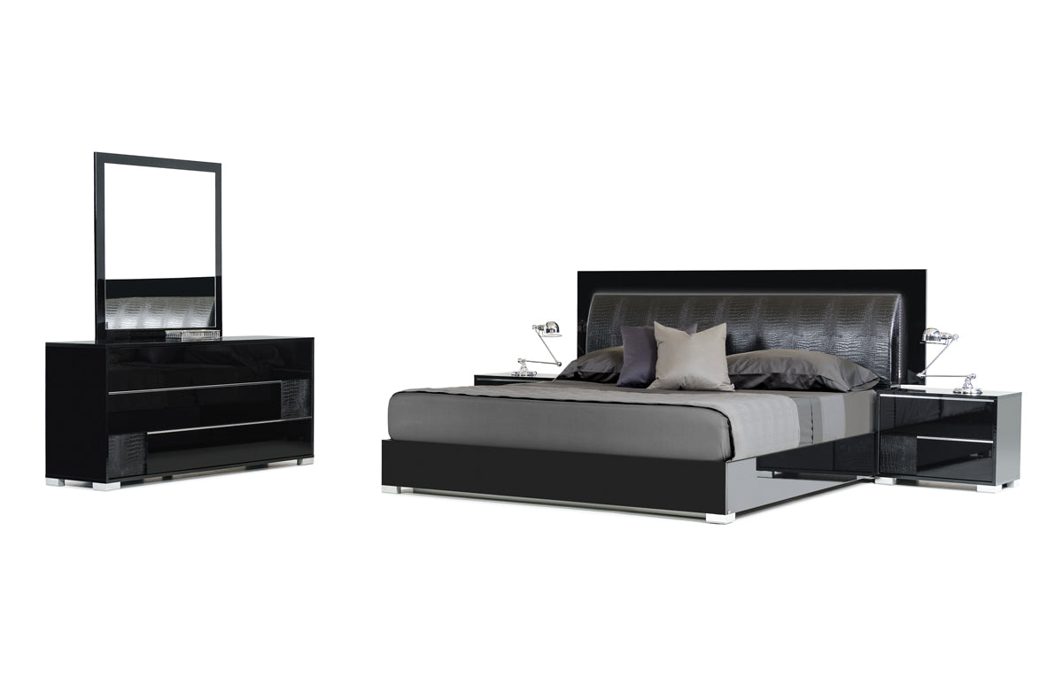 California King Modrest Grace Italian Modern Black Bedroom Set