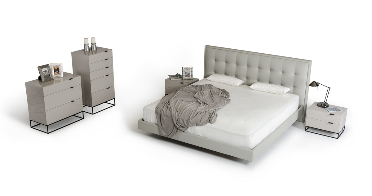 Modrest Hera Modern Grey Leatherette Bed