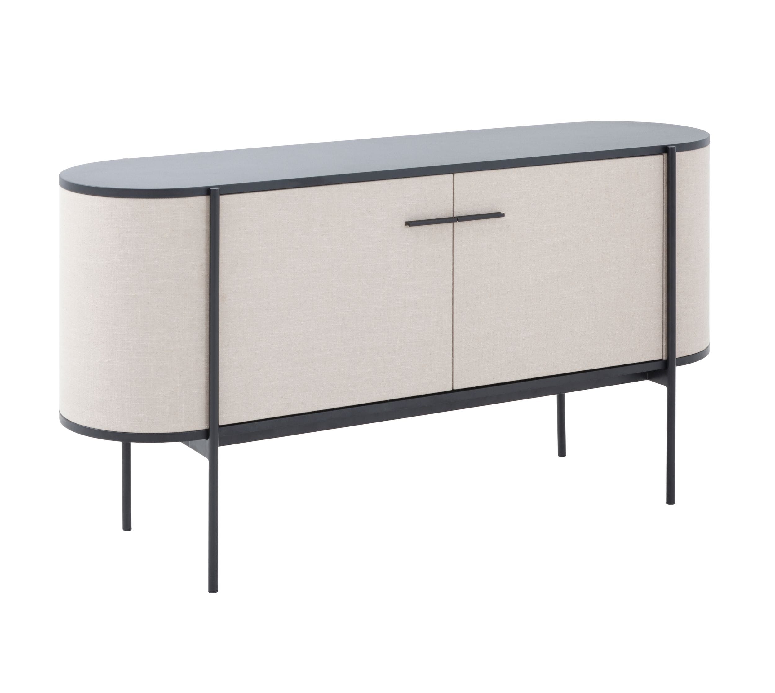 Modrest Hobart - Modern Beige Fabric & Black Metal Buffet