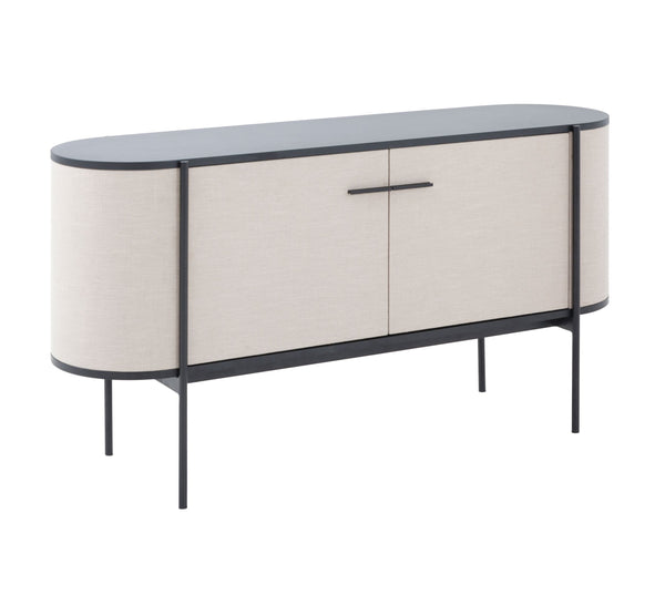 Modrest Hobart - Modern Beige Fabric & Black Metal Buffet