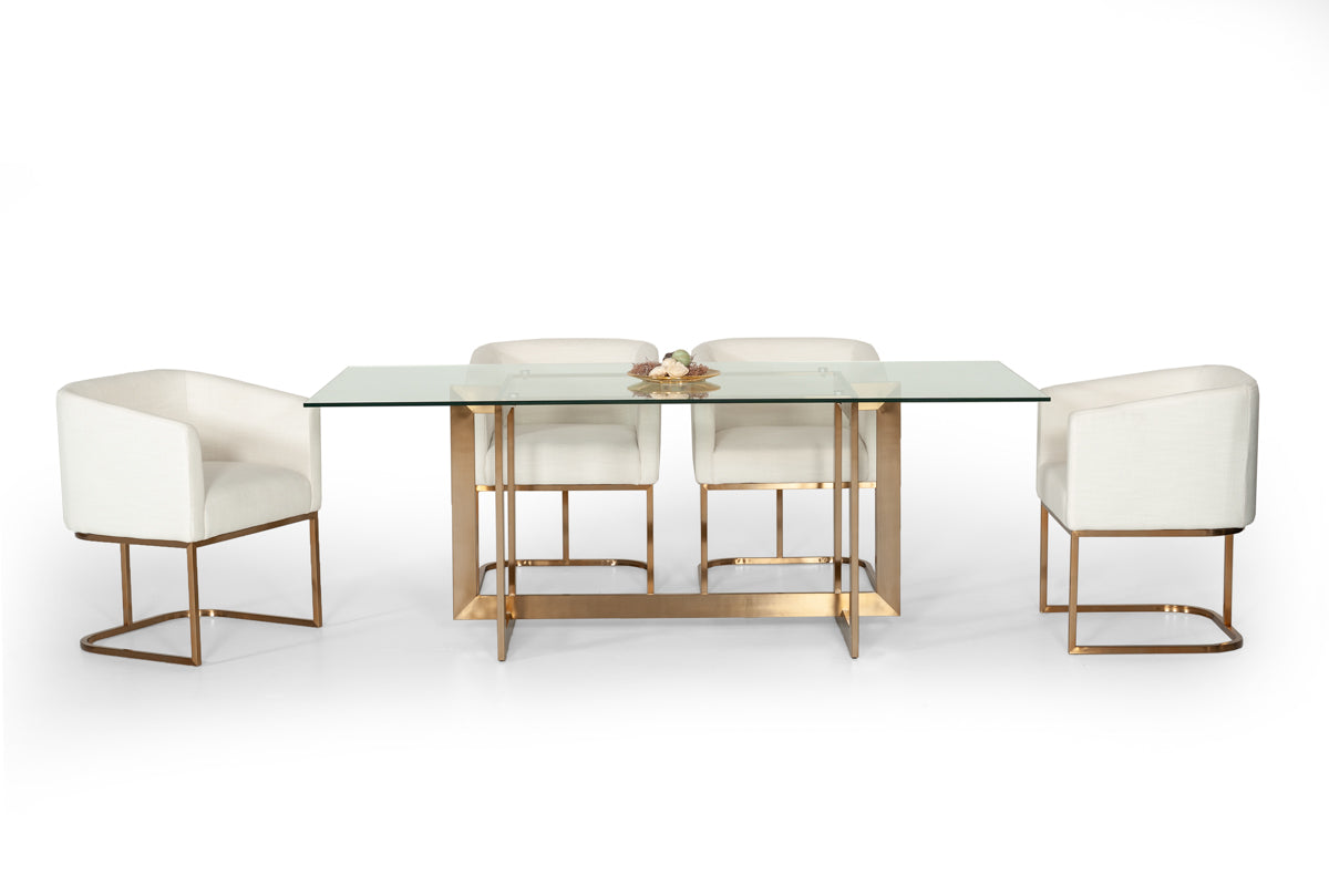 Modrest Keaton Modern Glass & Brass Dining Table