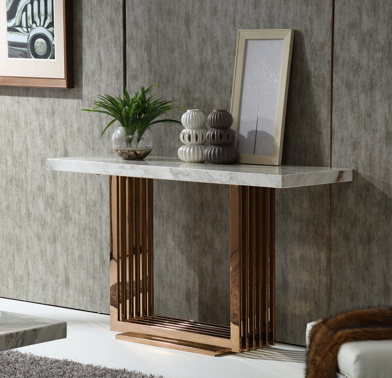 Modrest Kingsley Modern Marble & Rosegold Console Table