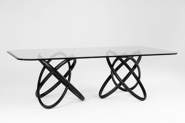 Modrest Mason Modern Glass & Black Ash Dining Table