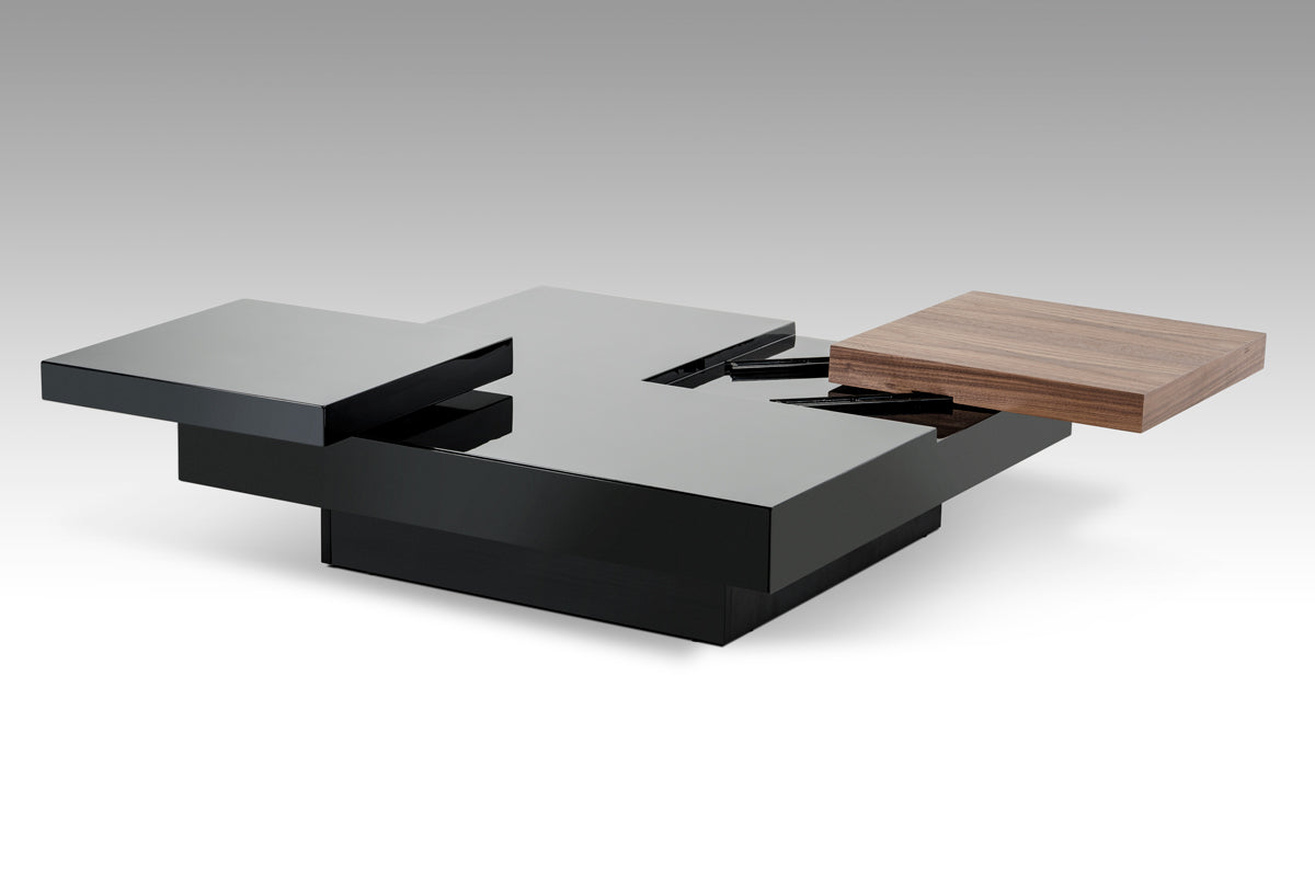 Ambry Modern Walnut and Black Coffee Table