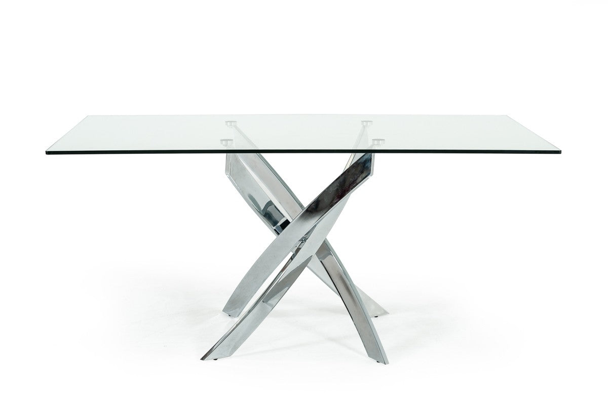 Modrest Pyrite Modern Rectangular Glass Dining Table