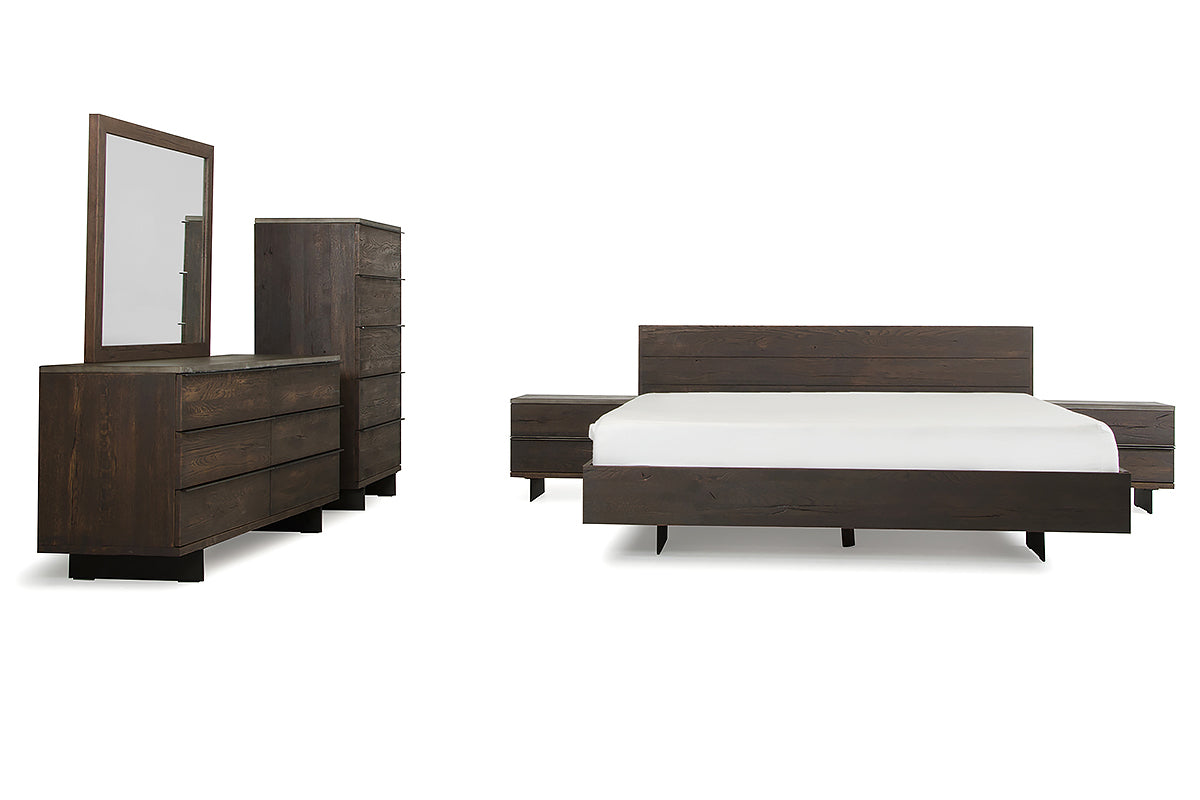 Eastern King Modrest Selma Modern Dark Aged Oak & Concrete Bedroom Set