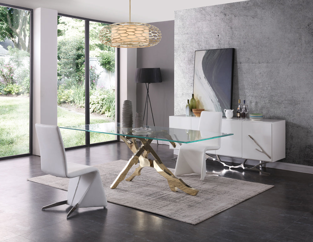 Modrest Legend Modern Glass & Gold Dining Table