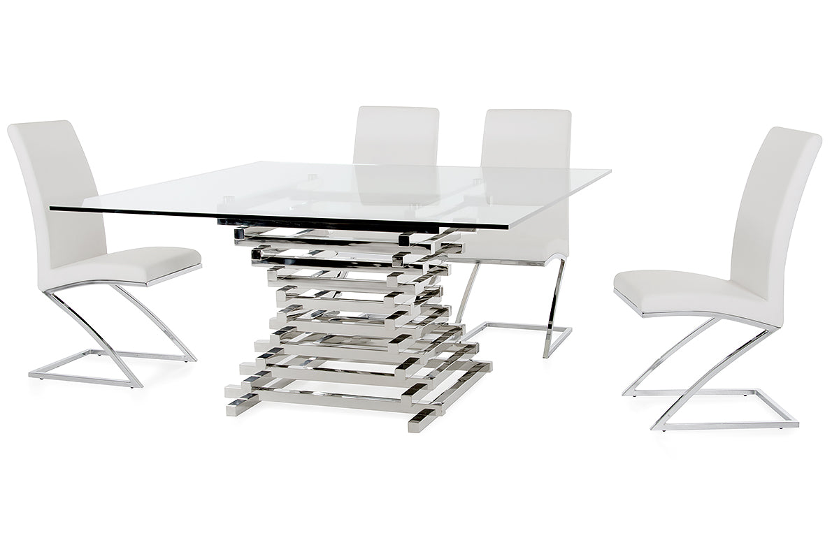 Modrest Crawford Contemporary Clear Glass Square Dining Table