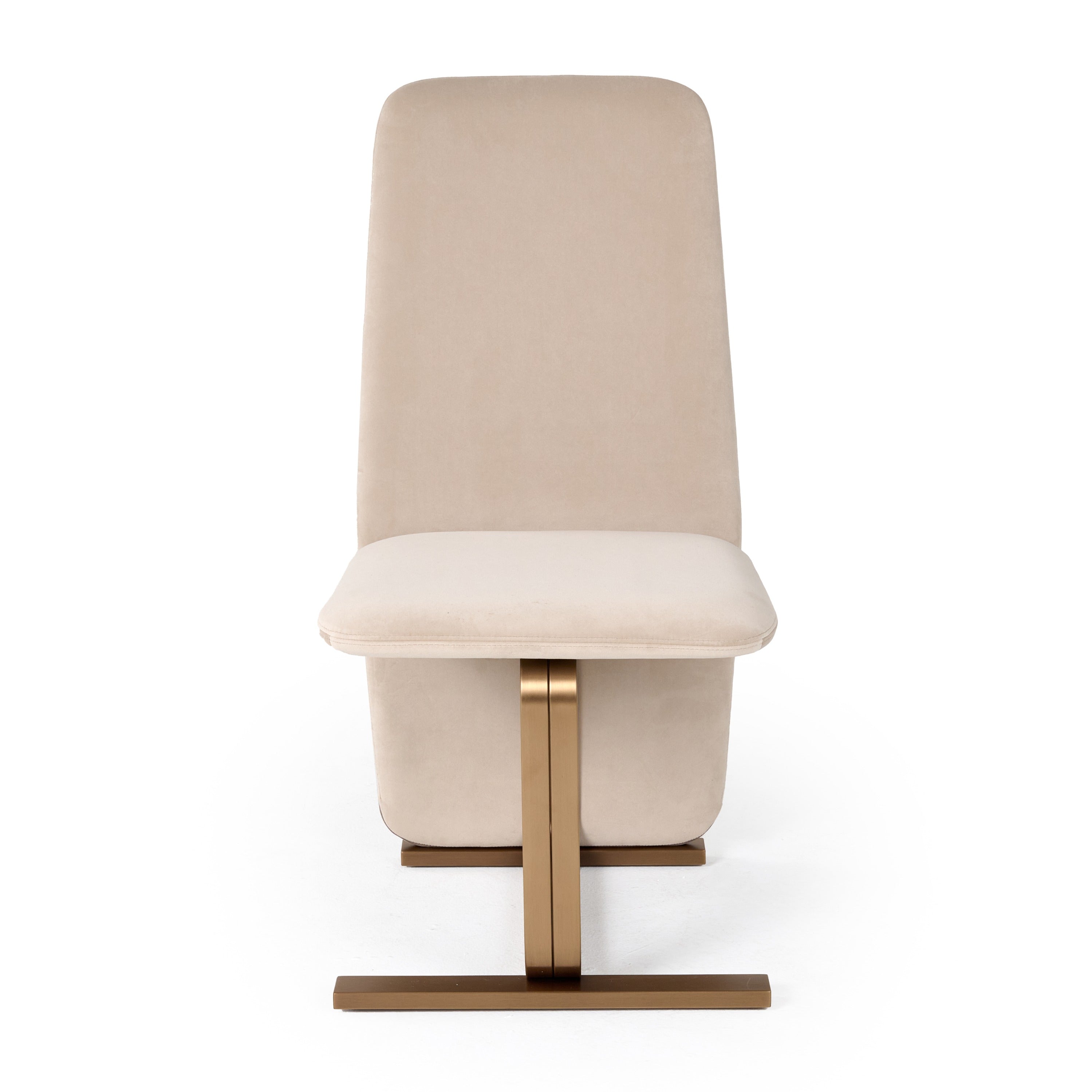 Modrest Tasha - Modern Light Beige Grey Velvet + Brushed Brass Dining Chair (Set of 2)