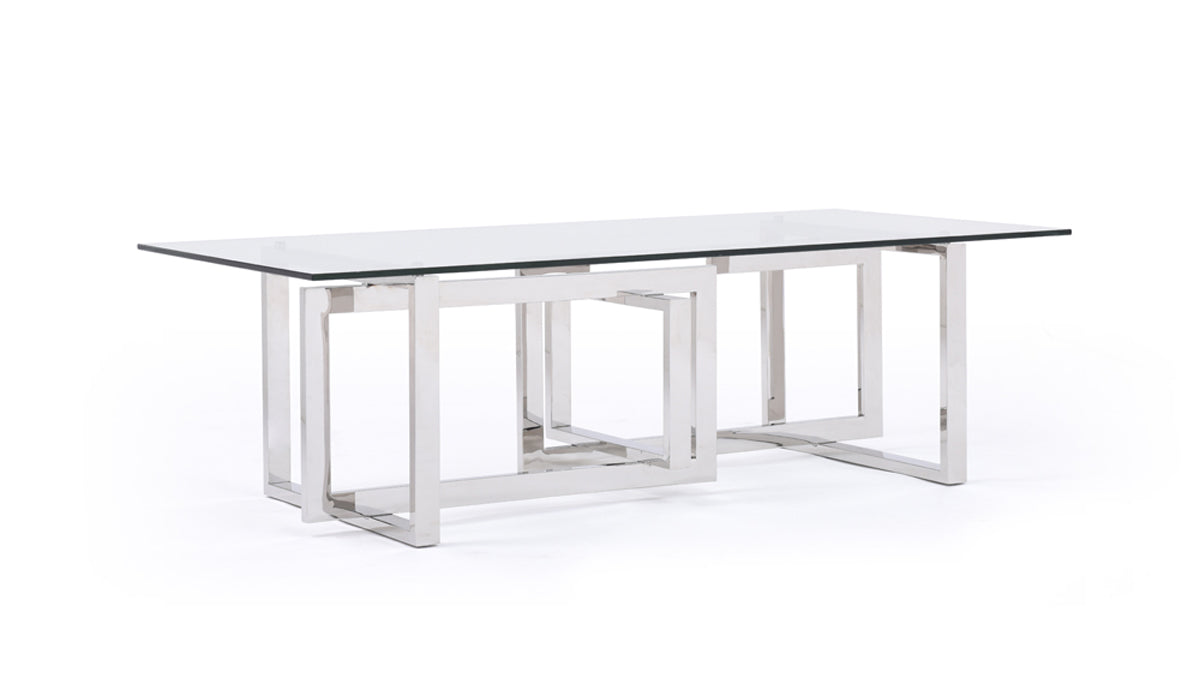 Modrest Valiant Modern Glass & Stainless Steel Coffee Table