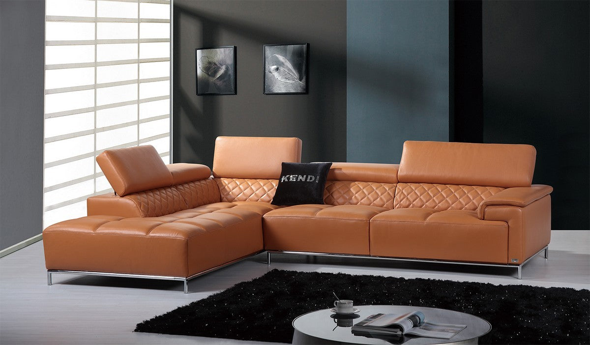 Half Leather Divani Casa Citadel Modern Leather Sectional Sofa