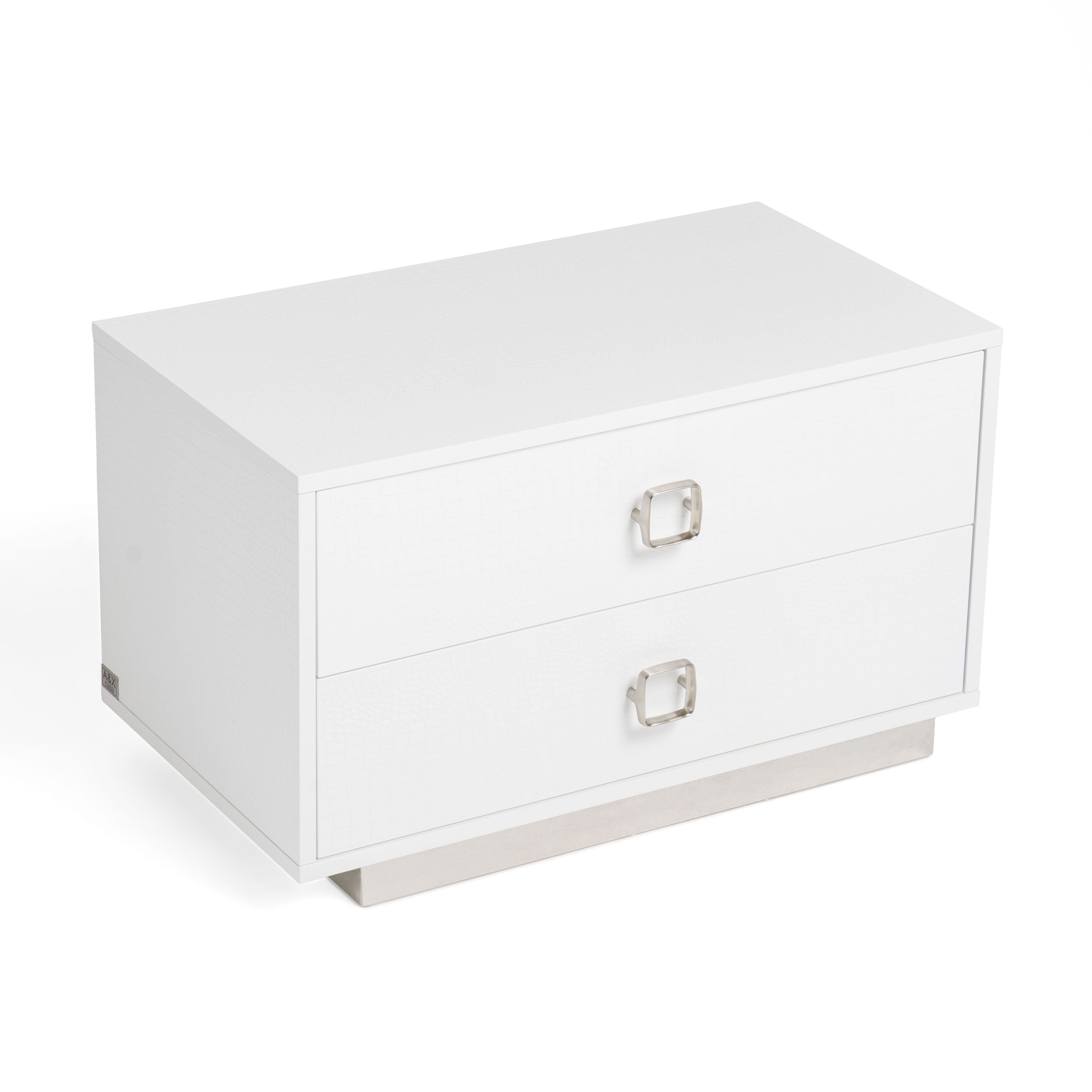 A&X Victoria Modern White Crocodile Nightstand