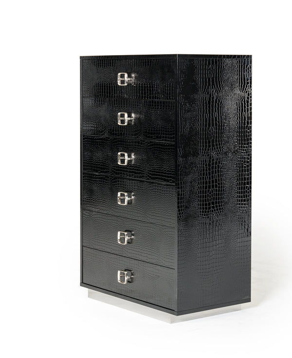 A&X Victoria Modern Black Crocodile Chest