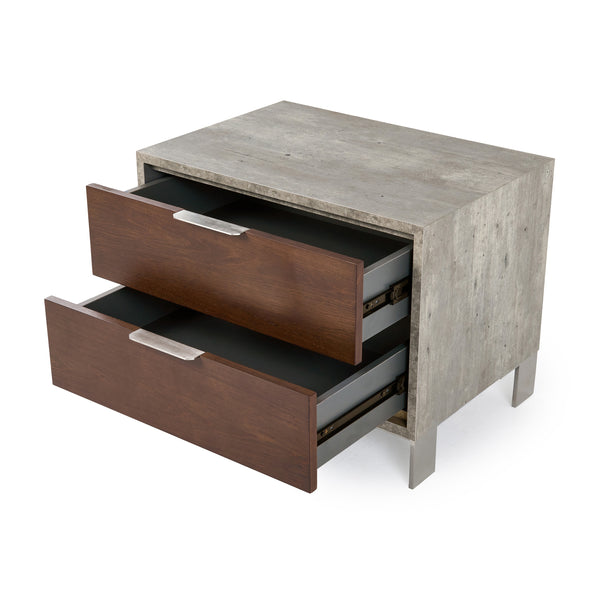 Nova Domus Conner Modern Dark Walnut & Faux Concrete Nightstand