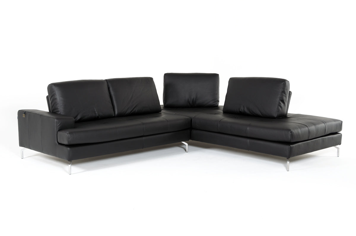 Lamod Italia Voyager - Modern Black Leather Right Facing Sectional Sofa