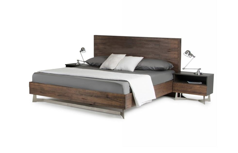 Eastern King Modrest Wharton Modern Dark Aged Oak Bed