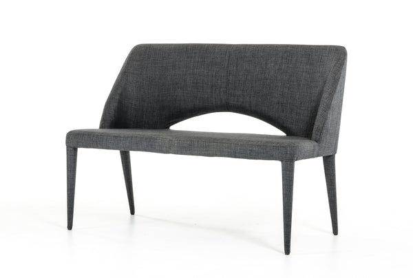 Modrest Williamette Mid-Century Dark Grey Fabric Bench